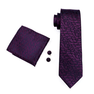 Purple Marble Geometric Tie Set