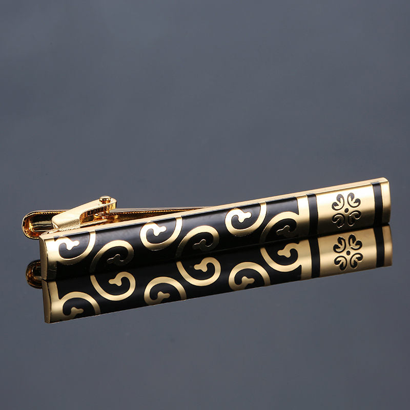 Black and Gold Floral Tie Clip