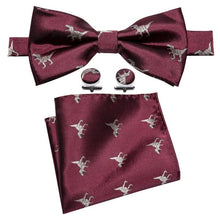 Load image into Gallery viewer, Merlot Dino Bow Tie Set