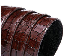 Load image into Gallery viewer, Brown Cherry Crocodile Auto Buckle Belt
