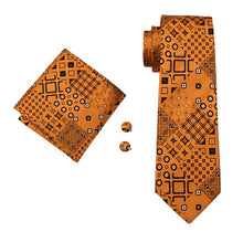 Load image into Gallery viewer, Orange and Black Geometric Tie Set