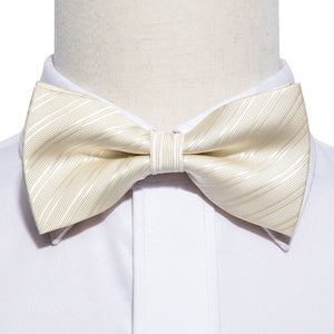Ivory Striped Bow Tie Set