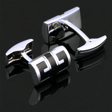 Load image into Gallery viewer, Black and Silver Geometric Cufflinks