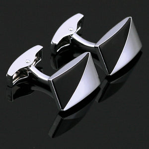 White and Black Silver Cufflinks