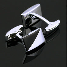 Load image into Gallery viewer, White and Black Silver Cufflinks