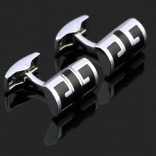 Load image into Gallery viewer, Black and Silver Geometric Cufflinks