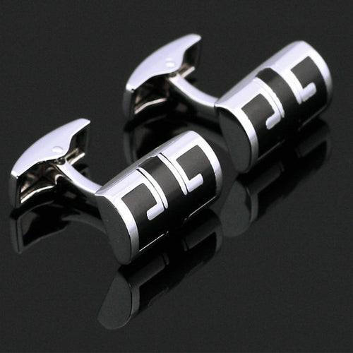 Black and Silver Geometric Cufflinks