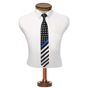 Thin Blue Line Striped Silk Tie