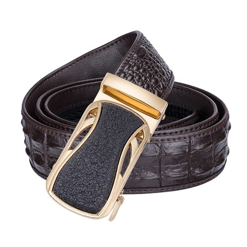 Dark Brown Crocodile Auto Buckle Belt