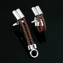 Load image into Gallery viewer, Brown Braided Rope Cufflinks