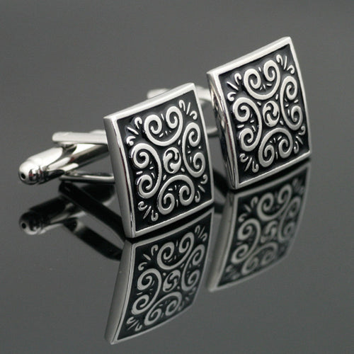 Black and Silver Geometric Cufflinks