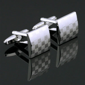 Checkered Silver Cufflinks