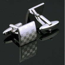 Load image into Gallery viewer, Checkered Silver Cufflinks