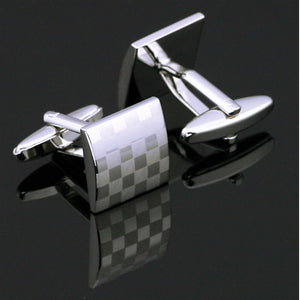 Checkered Silver Cufflinks