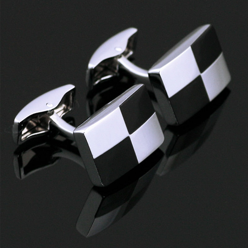 Black and White Checkered Cufflinks