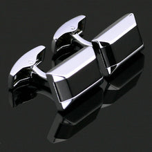 Load image into Gallery viewer, Thin Black and Silver Cufflinks