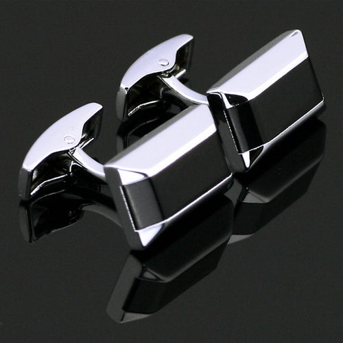 Thin Black and Silver Cufflinks