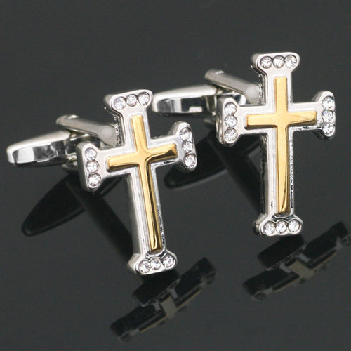 Silver and Gold Cross Cufflinks