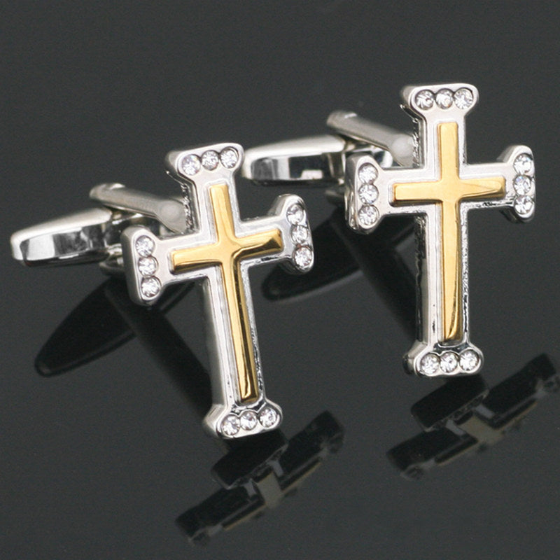 Silver and Gold Cross Cufflinks