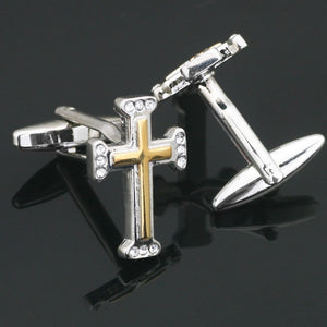 Silver and Gold Cross Cufflinks