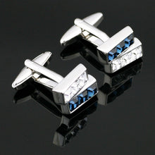 Load image into Gallery viewer, Blue and White Gem Cufflinks