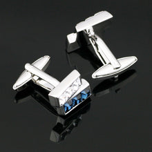 Load image into Gallery viewer, Blue and White Gem Cufflinks