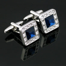 Load image into Gallery viewer, Blue Gem Silver Cufflinks