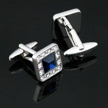 Load image into Gallery viewer, Blue Gem Silver Cufflinks