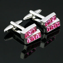 Load image into Gallery viewer, Pink Gem Silver Cufflinks