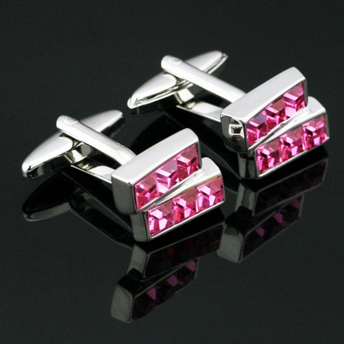 Pink Gem Silver Cufflinks