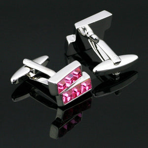 Pink Gem Silver Cufflinks