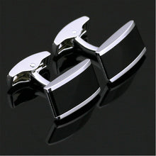 Load image into Gallery viewer, Thick Black and Silver Cufflinks