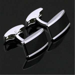 Thick Black and Silver Cufflinks