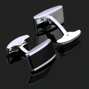 Thick Black and Silver Cufflinks