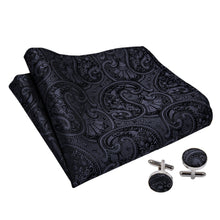 Load image into Gallery viewer, Black Paisley Ascot Set