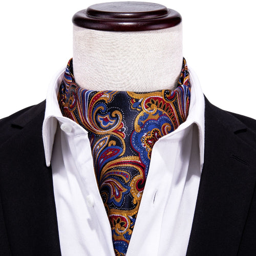 Blue and Gold Paisley Ascot Set