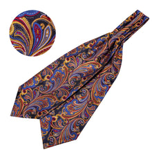 Load image into Gallery viewer, Blue and Gold Paisley Ascot Set