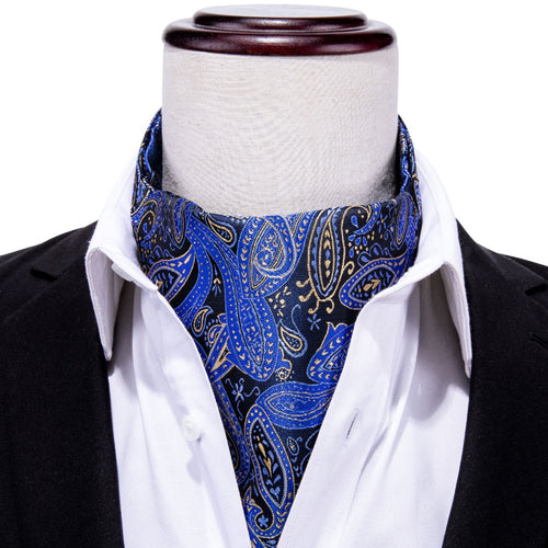 Black and Blue Paisley Ascot Set