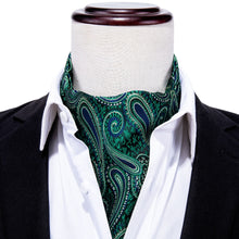 Load image into Gallery viewer, Blue and Green Paisley Ascot Set