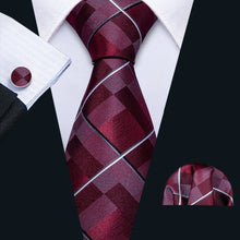 Load image into Gallery viewer, Fifty Shades of Red Plaid Tie Set