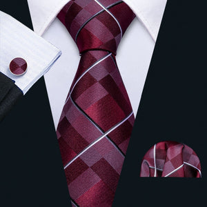 Fifty Shades of Red Plaid Tie Set