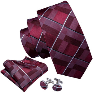 Fifty Shades of Red Plaid Tie Set